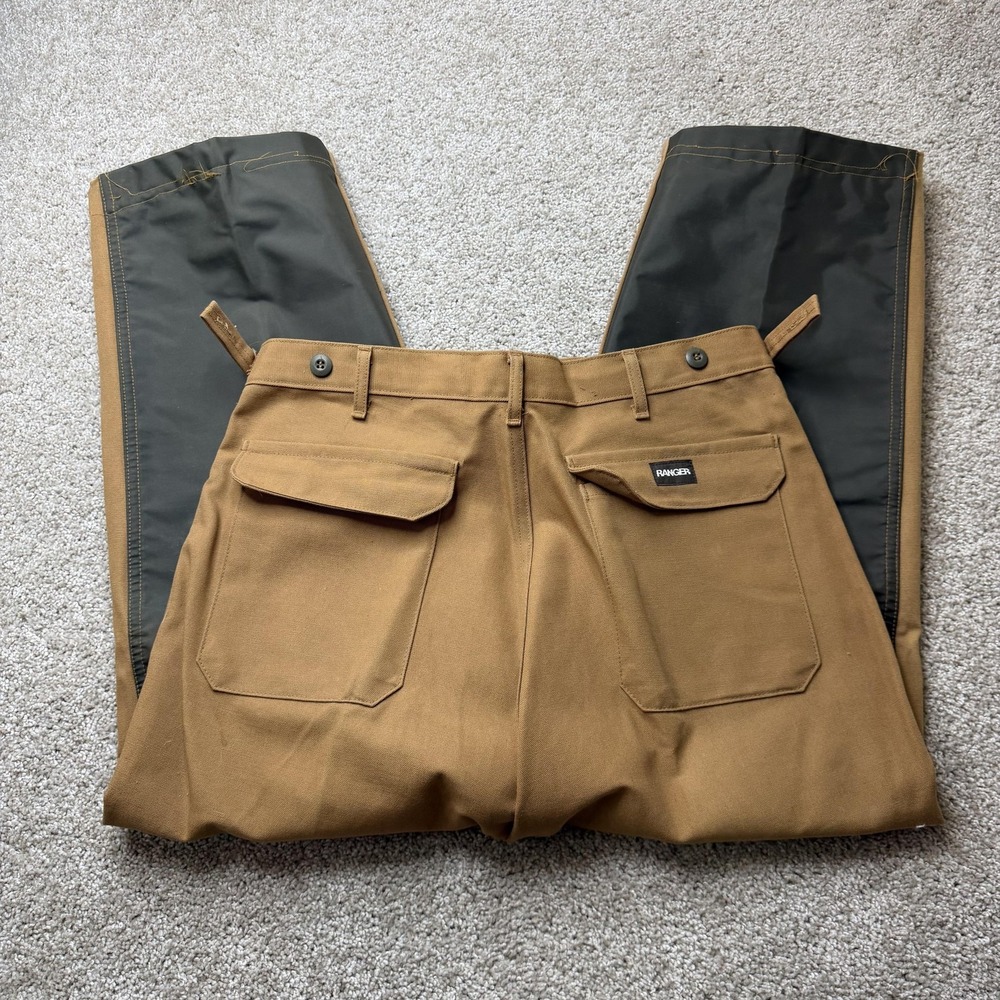 vintage Ranger Pants Mens Large Brown Canvas Straight Leg Workwear Reinforced
